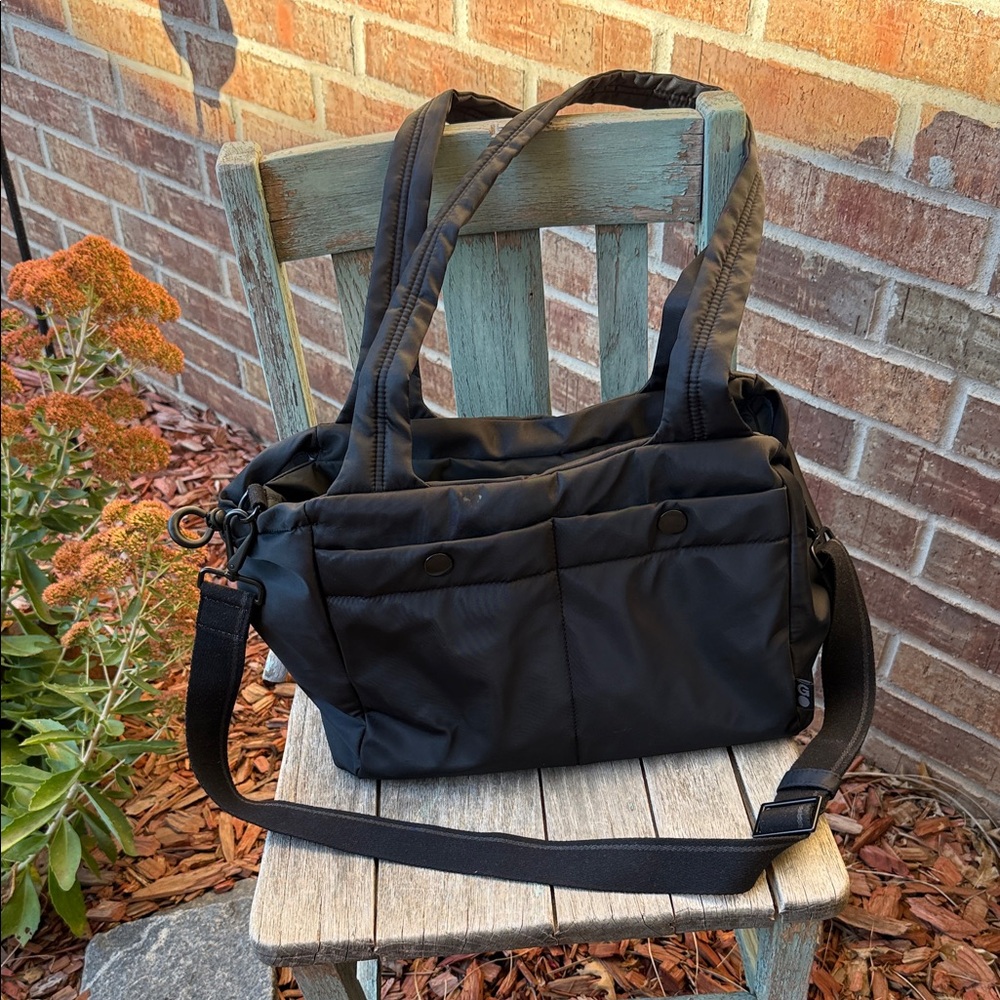 HOBO Go Carefiber Black Recycled Nylon Get Away Tote Bag